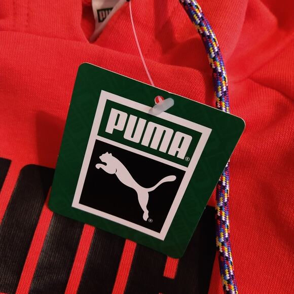 MR Puma INTL Red International Global Cat Logo Graphic Hoodie Sweater NWT S - Picture 6 of 9